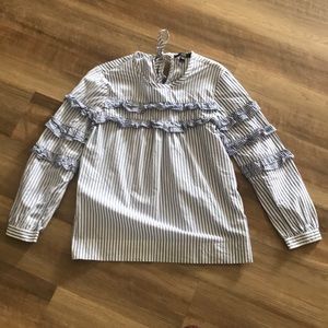 J. Crew Ruffle Striped Blouse (XS/00 - S)